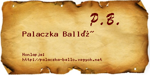 Palaczka Balló névjegykártya